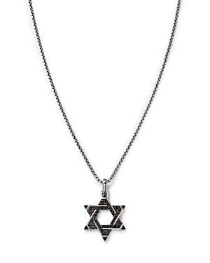 Bloomingdale's Men's Black Diamond Star Of David Pendant Necklace In 14k White Gold, 0.50 Ct. T. W. In Black/silver