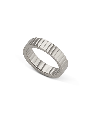 Sunlight Ribbed Band Ring in Rhodium Plated