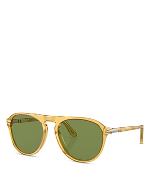 Shop Persol Po3302s Aviator Sunglasses, 55mm In Gold/green Solid
