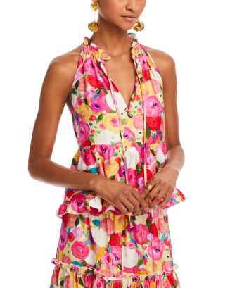 Aqua Floral Top main image 0