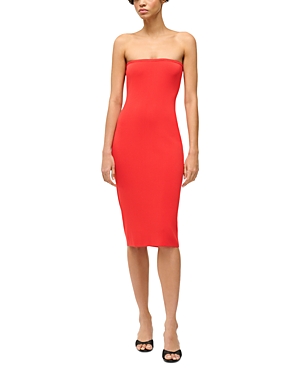 Shop Staud Canna Strapless Bodycon Dress In Red Rose