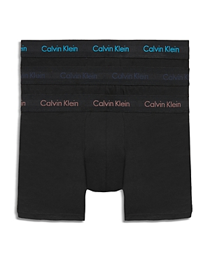 Shop Calvin Klein Cotton Stretch Moisture Wicking Low Rise Trunks, Pack Of 3 In N07 Black
