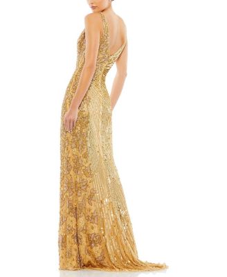 Beaded Floral Sleeveless Gown