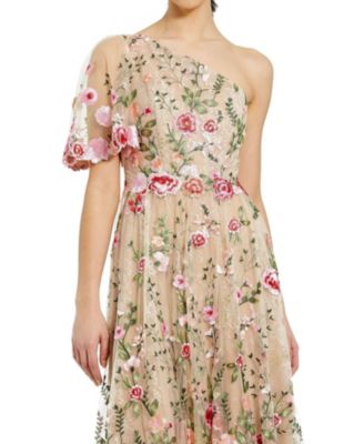 One Shoulder Lace Embroidered Dress