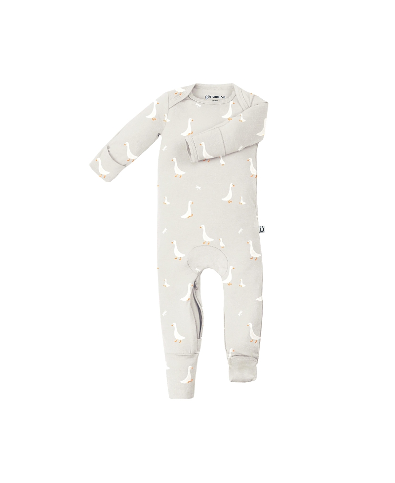 Gunamuna Unisex Romper Footie Convertible Pajama - Baby In Gray