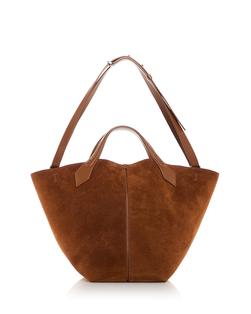 Proenza Schouler Large Chelsea Suede Tote In Saddle/silver