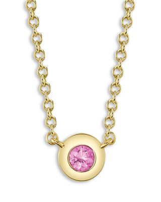 Moon & Meadow - 14K Yellow Gold Bailey Pink Sapphire Bezel Pendant Necklace, 18"