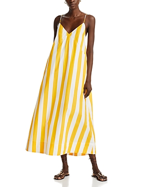 Shop Rhode Nadia Cotton Maxi Dress In Tangerine Cabana Stripe