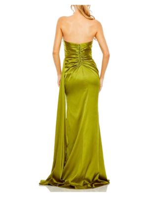 Strapless Embellished Sweetheart Neckline Satin Gown