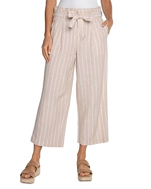Striped Wide Leg Belted Pants