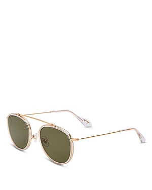 Shop Krewe Chartres Round Sunglasses, 51mm In Gold/green Solid