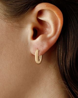 14K Yellow Gold U Small Hoop Earrings