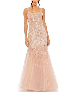 Mac Duggal Corset Detailed Embellished Gown In Pink
