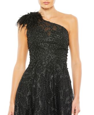 Embellished One Shoulder A Line Gown