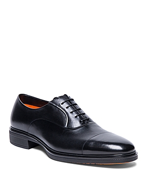 Shop Santoni Men's Cap Toe Dress Shoes In Black