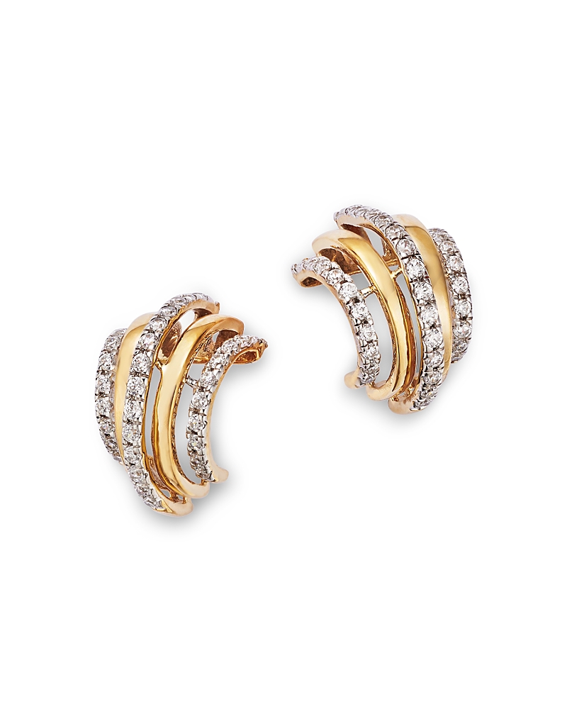 Bloomingdale's Fine Collection Diamond Multi Row Hoop Earrings in 14K Yellow Gold, 0.50 tcw