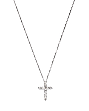 Shop Bloomingdale's Diamond Small Cross Pendant Necklace In 14k White Gold, 0.50 Ct. T.w.