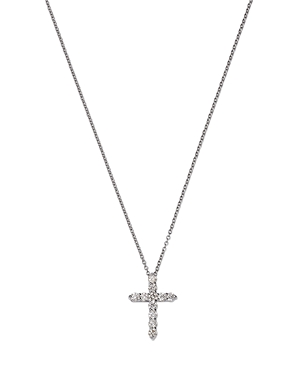 Bloomingdale's Diamond Small Cross Pendant Necklace In 14k White Gold, 0.50 Ct. T. W. In White