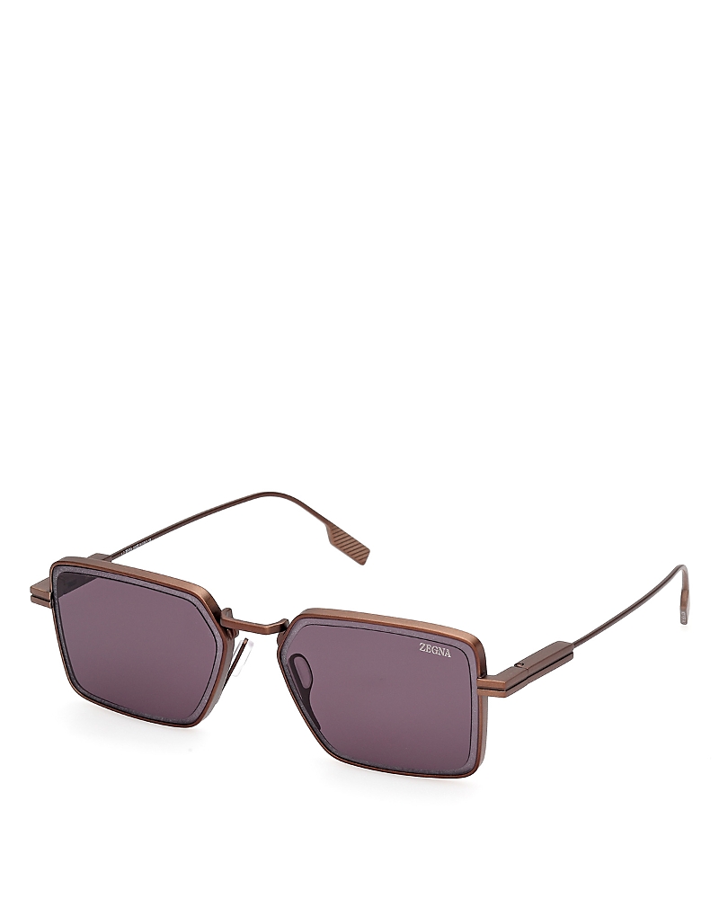 Zegna Rectangular Sunglasses, 56mm In Brown/purple Solid
