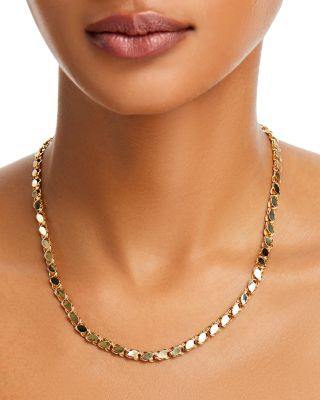 14K Yellow Gold High-Polished Wide Link Collar Necklace, 18"