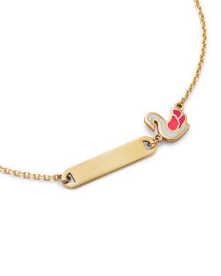 Children's Swan ID Bracelet in 14K Yellow Gold