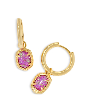 Shop Kendra Scott Daphne Framed Kyocera Opal Removable Charm Huggie Hoop Earrings In Gold Magenta Kyocera Opal