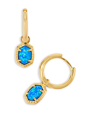 Shop Kendra Scott Daphne Framed Kyocera Opal Removable Charm Huggie Hoop Earrings In Gold Bright Blue Kyocera Opal