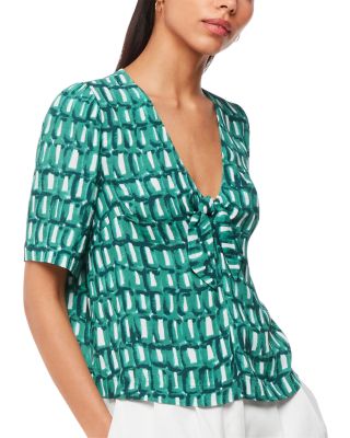Linked Smudge Tie Front Top