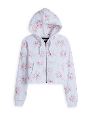 KatieJnyc - Girls' Floral Crop Zip Hoodie - Big Kid