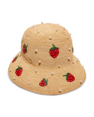 Lele Sadoughi Strawberry Raffia Bucket Hat | Bloomingdale's