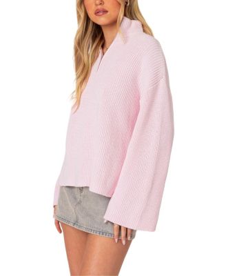 Amour High Neck Oversized Zip Sweater