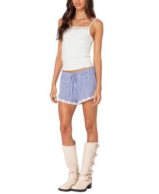 Patty Striped Lace Trim Shorts