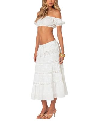 Skye Off Shoulder Eyelet Crop Top