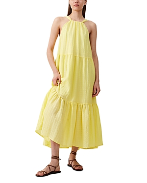 Shop French Connection Aleska Textured Dress In Lemon Gelato