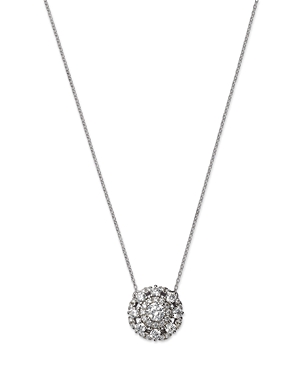 Bloomingdale's Diamond Halo Pendant Necklace In 14k White Gold, 1.0 Ct. T.w.