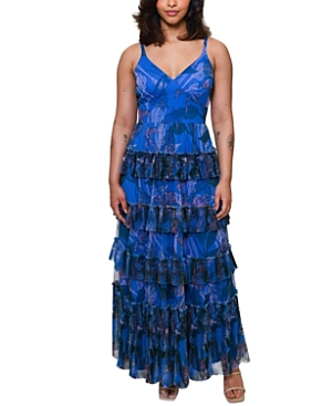 Shop Hutch Plus Size Freya Gown In Perwinkle Inked Iris