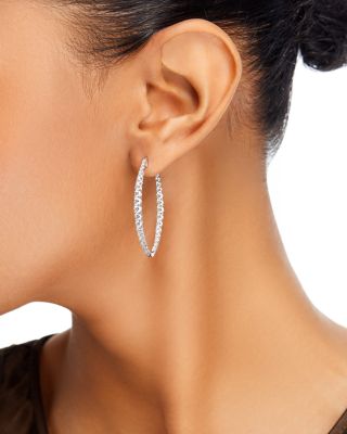 Diamond Inside Out Medium Hoop Earrings in 14K White Gold, 3.0 tcw