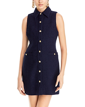 Shop Toccin Sophia Button Front Tailored Mini Dress In Navy