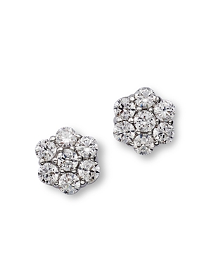 Shop Bloomingdale's Diamond Flower Cluster Stud Earrings In 14k White Gold, 0.25 Ct. T.w.