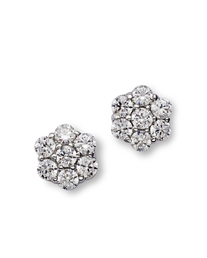 Bloomingdale's Diamond Flower Cluster Stud Earrings In 14k White Gold, 0.25 Ct. T. W. In White
