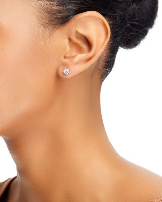 Diamond Flower Cluster Stud Earrings in 14K White Gold, 0.5 tcw