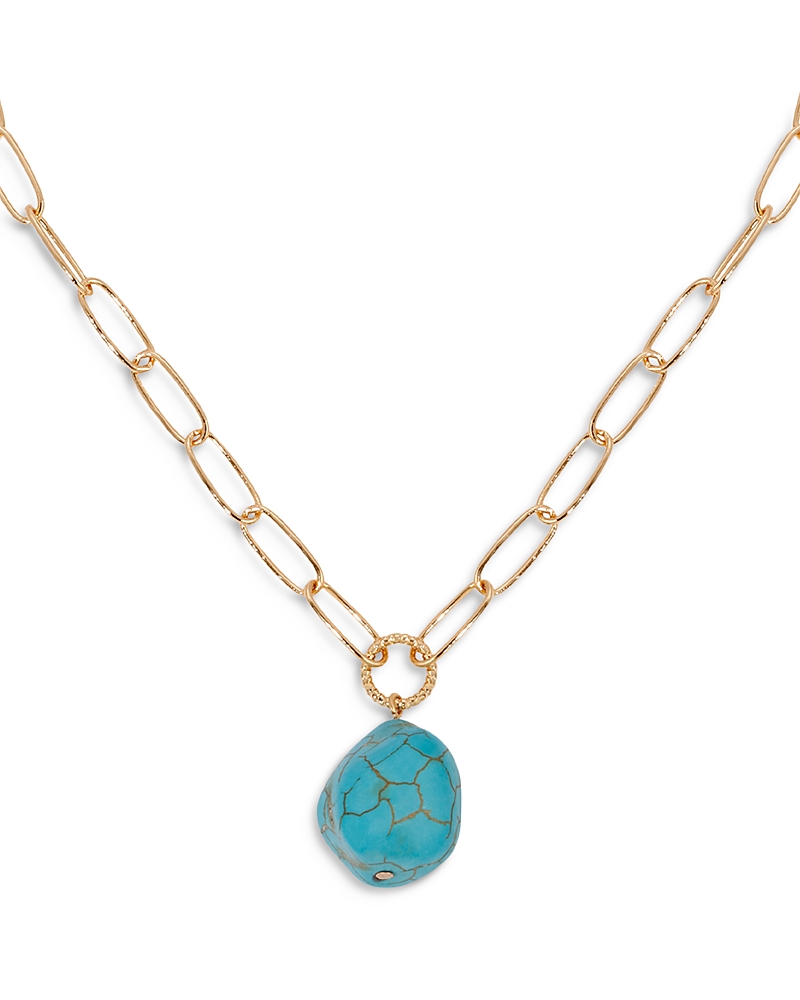 Ettika Gemstone Nugget Chain Link Pendant Necklace in 18K Gold Plated, 15