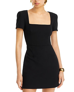 French Connection Whisper Short Sleeve Mini Dress In Blackout