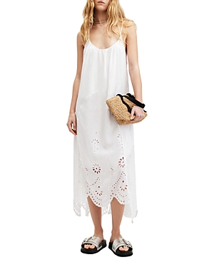 Shop Allsaints Areena Embroidered Dress In Optic White