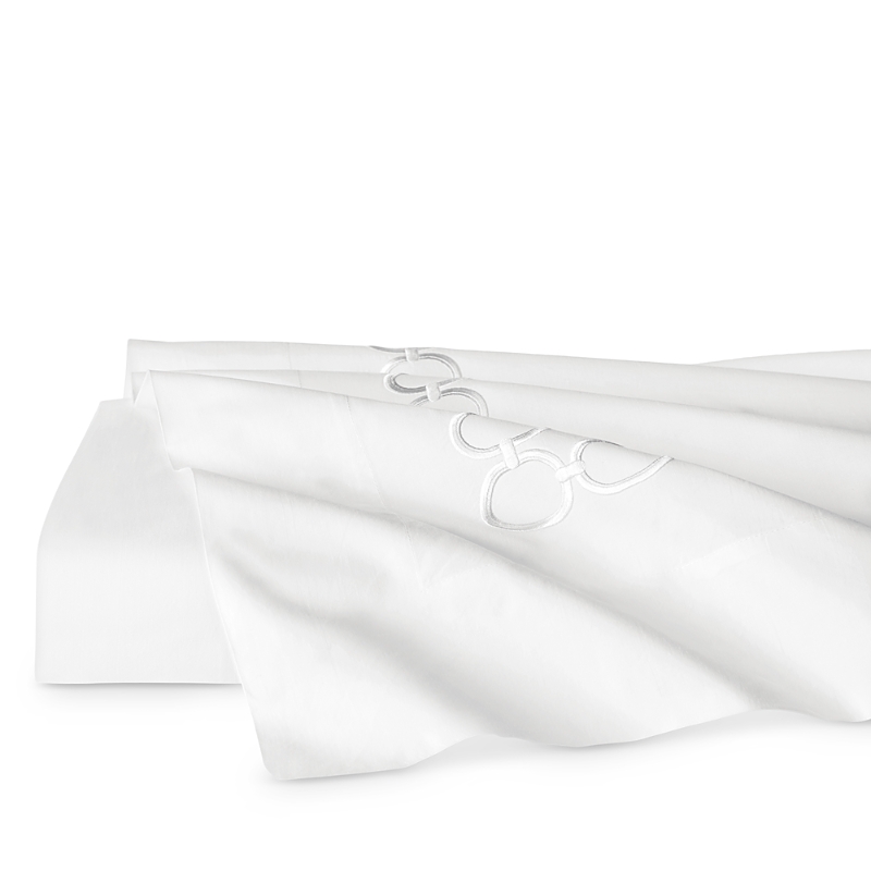 Sferra Catena Flat Sheet In White/luna