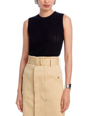 C by Bloomingdale's Cashmere - Crochet Crewneck Vest