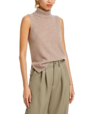 100% Cashmere Split Hem Turtleneck Tank - Exclusive