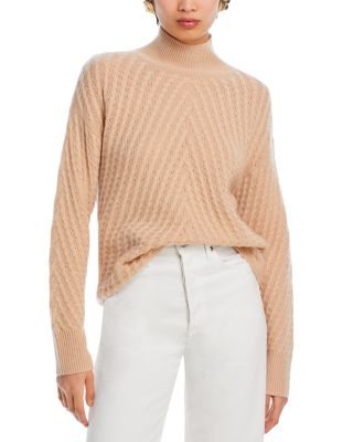 C by Bloomingdale's Cashmere - Drop Shoulder Waffle Mock Neck Sweater - Exclusive