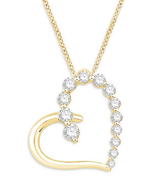 Diamond Open Heart Pendant Necklace in 14K Yellow Gold, 0.50 ct. t.w.