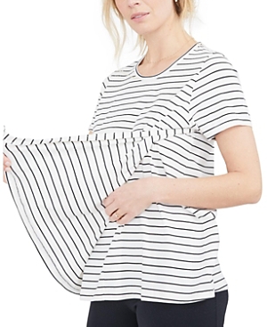 Hatch Collection The Maternity Luxe Nursing Friendly Tee In Black/ White Stripe
